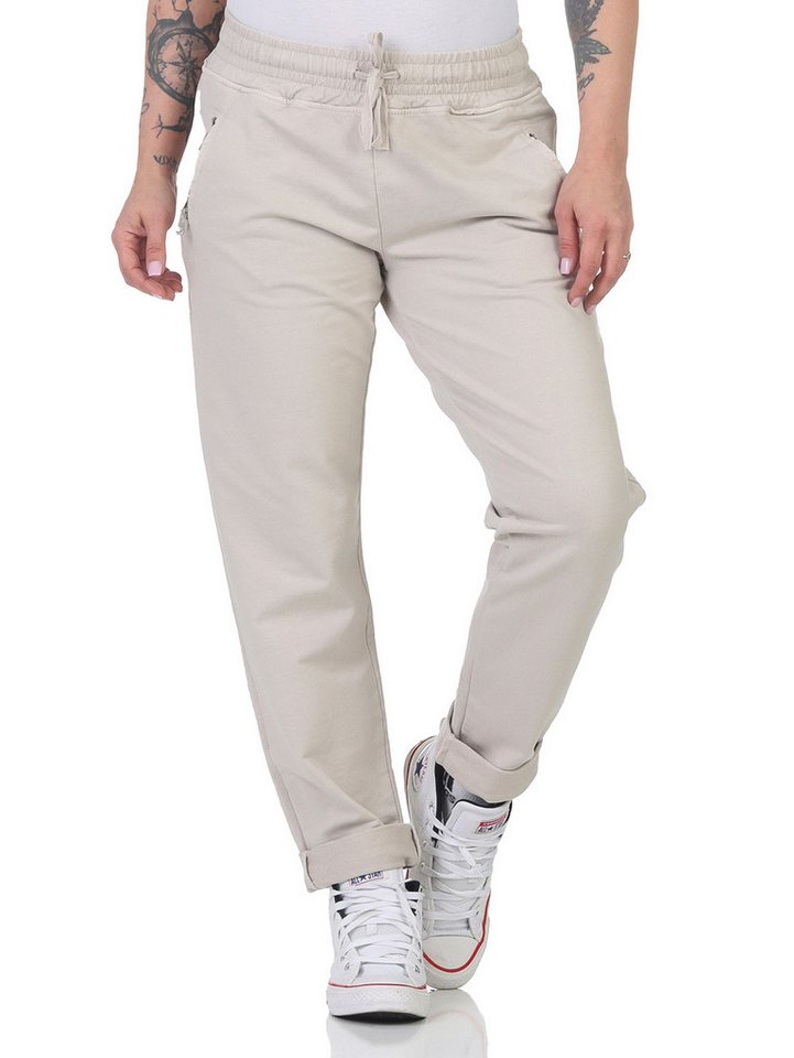 CLEO STYLE Jogger Pants Damen Jogginghose 814136 34-38 Creme von CLEO STYLE