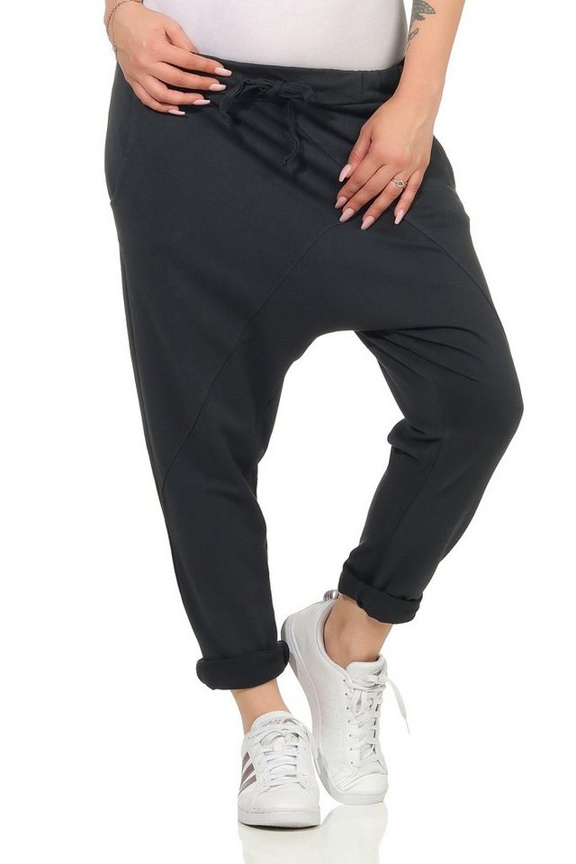 CLEO STYLE Jogginghose Damen Jogginghose 104 Dunkelgrau Elastikbund mit Tunnelzug, Unifarben von CLEO STYLE