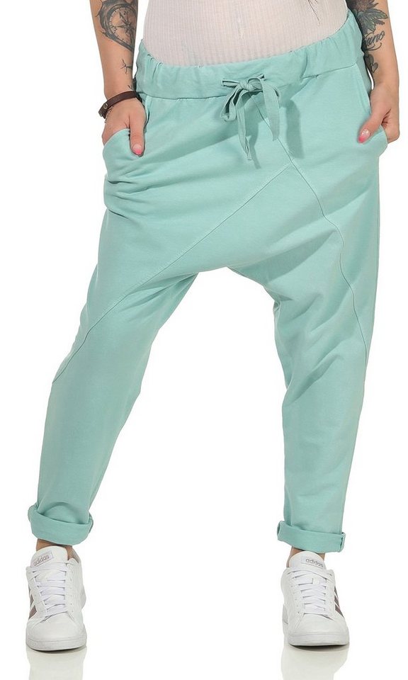 CLEO STYLE Jogginghose Damen Jogginghose 104 Mint Elastikbund mit Tunnelzug, Unifarben von CLEO STYLE