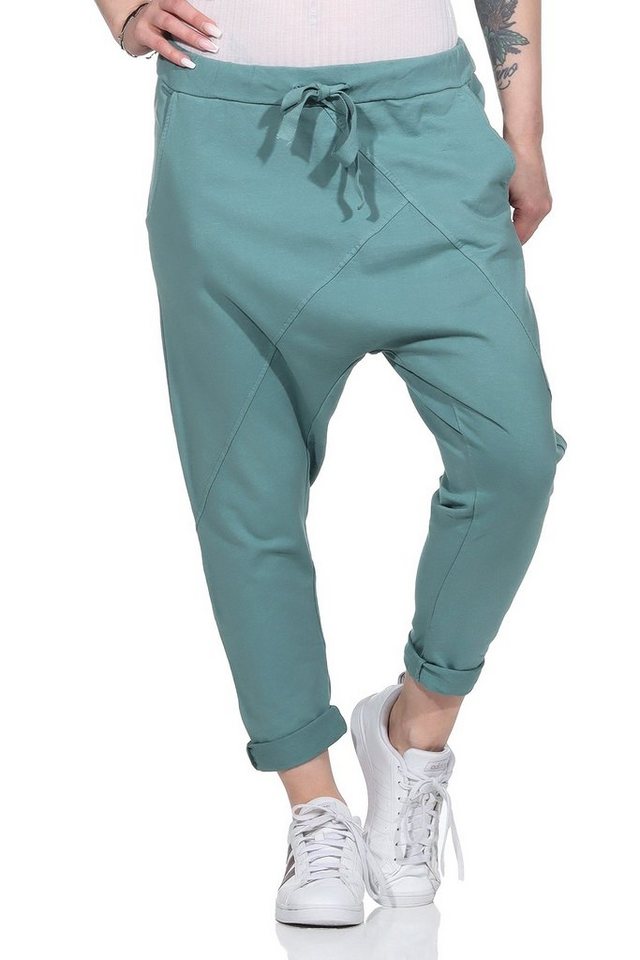 CLEO STYLE Jogginghose Damen Jogginghose 104 Petrol Elastikbund mit Tunnelzug, Unifarben von CLEO STYLE