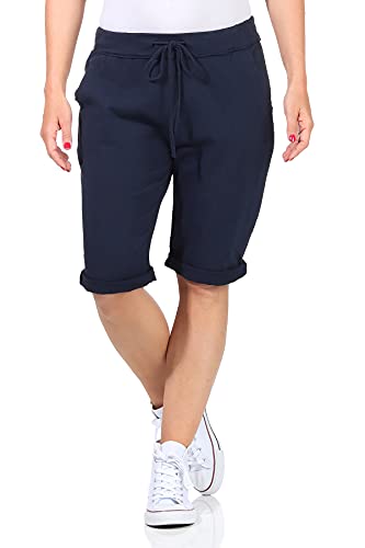 CLEO STYLE Kurze Damen Bermuda, leichte luftige Hose für den Sommer, kurzer Jogger für Freizeit und Strand 1212 (Dunkelblau, 36-40, one_Size) von CLEO STYLE