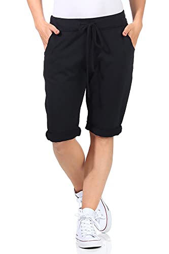 CLEO STYLE Kurze Damen Bermuda, leichte luftige Hose für den Sommer, kurzer Jogger für Freizeit und Strand 1212 (Schwarz, 42-46, one_Size) von CLEO STYLE