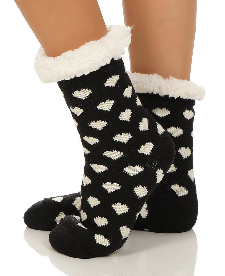 CLEO STYLE Kuschelsocken Damen Hütten Hausschuhe CL 088 Herz von CLEO STYLE