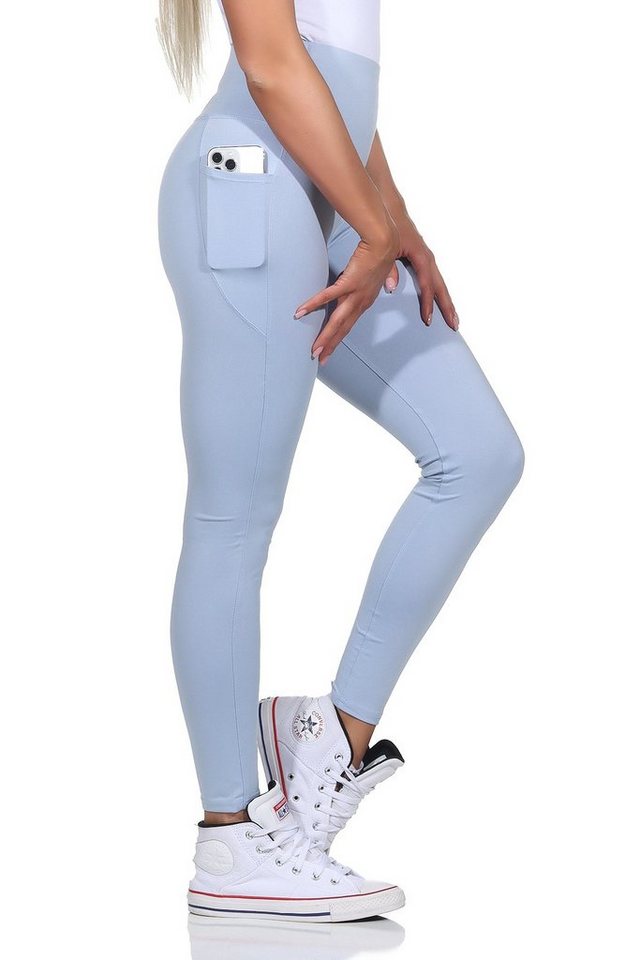 CLEO STYLE Leggings Damen Leggings 9007 L/XL Hellblau 9007 von CLEO STYLE