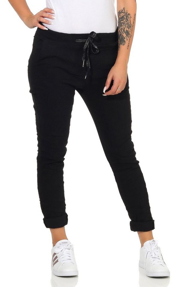 CLEO STYLE Stoffhose Damen Jogginghose 88 Schwarz von CLEO STYLE