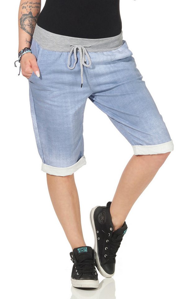 CLEO STYLE Sweatbermudas Sweat Bermuda 9 Blau / Uni von CLEO STYLE