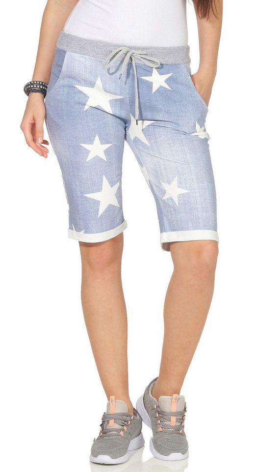 CLEO STYLE Sweatbermudas Sweat Bermuda 9 Blau Stern von CLEO STYLE