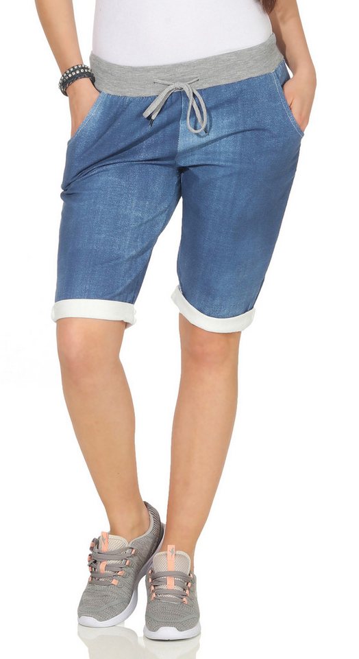 CLEO STYLE Sweatbermudas Sweat Bermuda 9 Dunkelblau / Uni von CLEO STYLE