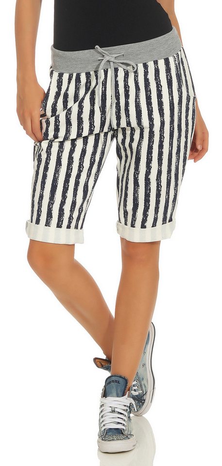 CLEO STYLE Sweatbermudas Sweat Bermuda 9 Dunkelblau Streifen von CLEO STYLE