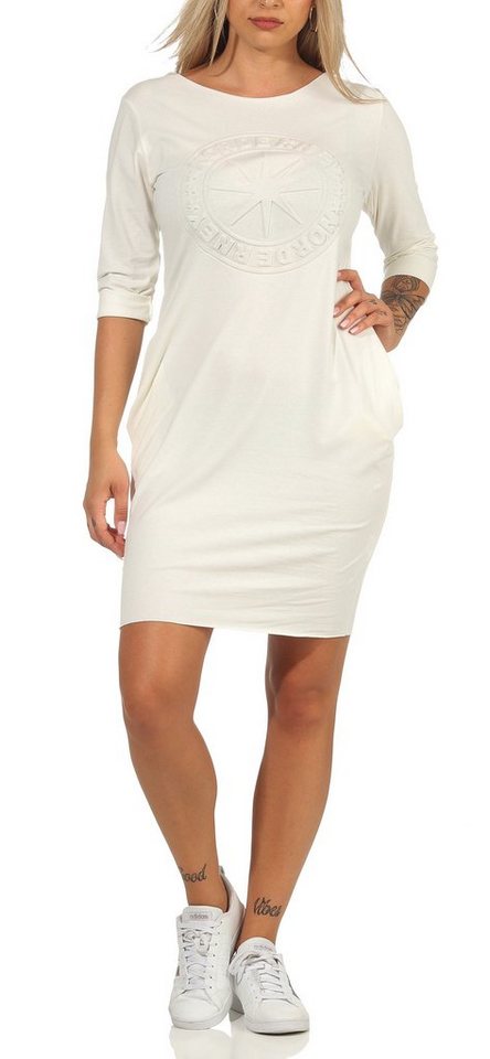 CLEO STYLE Sweatkleid Sweat Kleid 420 Wollweiß von CLEO STYLE