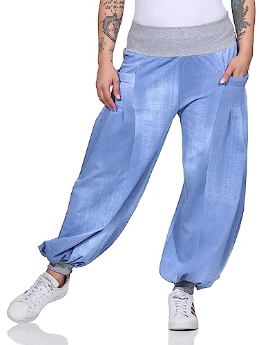 CLEO STYLE Trendige Haremshose Pump Hose Aladinhose Sommerhose im Jeanslook 4452 (as3, Numeric, Numeric_34, Numeric_38, Regular, Regular, Hellblau) von CLEO STYLE