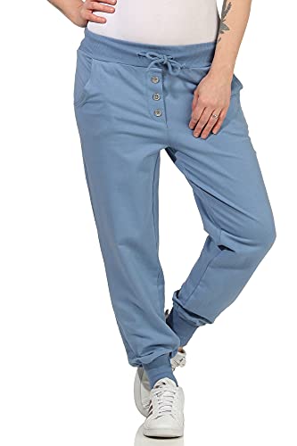 CLEOSTYLE Damen Jogginhose im Boyfriend-Style Sweatpants für Freizeit Sport und Fitness 1112 (36-40, Hellblau) von CLEO STYLE