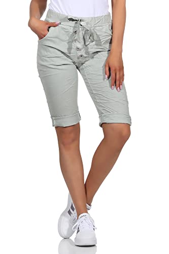 Damen Bermuda Kurze Hose Shorts für den Strand Sport Stretch Sweatpants Sommerhose Freizeithose (as3, Numeric, Numeric_34, Numeric_38, Regular, Regular, Mint) von CLEO STYLE