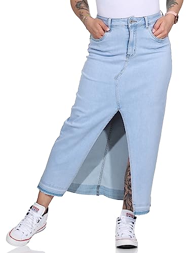 Damen Jeans Rock Langer Rock Sommerrock Strandrock Maxirock Stufenrock Lang 2576 (as3, Waist, s, Regular, Regular, Hellblau) von CLEO STYLE