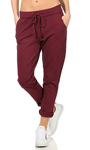 Damen Jogginhose im Boyfriend-Style Sweatpants für Freizeit Sport und Fitness 15 (One Size 36-40, Bordo) von CLEO STYLE