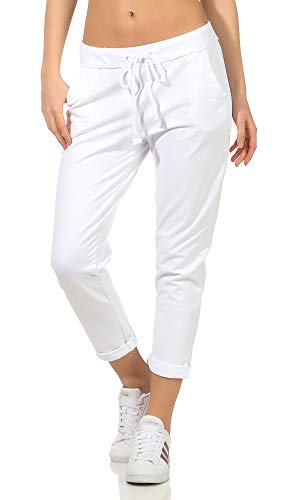 Damen Jogginhose im Boyfriend-Style Sweatpants für Freizeit Sport und Fitness 15 (One Size 36-40, Weiß) von CLEO STYLE