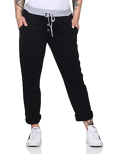 Damen Jogginhose im Boyfriend-Style Sweatpants für Freizeit Sport und Fitness 4030 (as3, Numeric, Numeric_34, Numeric_38, Regular, Regular, Schwarz) von CLEO STYLE