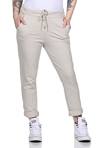 Damen Jogginhose im Boyfriend-Style Sweatpants für Freizeit Sport und Fitness 94 (Beige) von CLEO STYLE
