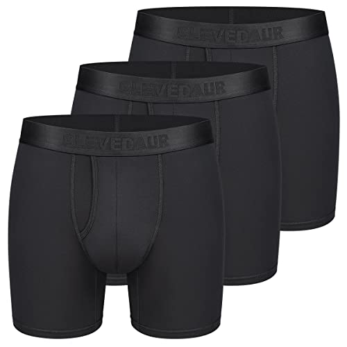 CLEVEDAUR Herren Unterwäsche 15,2 cm Micro Modal Herren Boxershorts (3 Stück), F: Schwarz/Schwarz/Schwarz im Polybeutel (Fliegen), X-Large von CLEVEDAUR