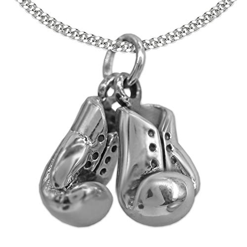 CLEVER SCHMUCK Boxer Halskette Anhänger kleine Boxhandschuhe als Paar 12 x 8 mm Kette Panzer 42 cm Sterling Silber 925 im Schmucketui von CLEVER SCHMUCK