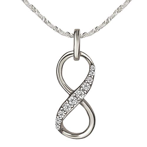 CLEVER SCHMUCK Damen Infinity Halskette Unendlichkeitszeichen 16x7x4 mm viele Zirkonias Kette Singapur Sterling Silber 925 im Schmucketui CLEVER SCHMUCK Damen Infinity Halskette Unendlichkeitszeichen 16x7x4 mm viele Zirkonias Kette Singapur Sterling Silber 925 im Schmucketui von CLEVER SCHMUCK