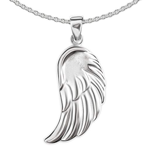 CLEVER SCHMUCK Engelsflügel Halskette Anhänger 29 x 14 mm glänzend & Kette Erbs 45 cm Sterling Silber 925 in Schmucketui von CLEVER SCHMUCK