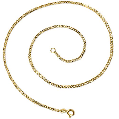 CLEVER SCHMUCK Goldene Panzerkette 40 cm lang 1,5 mm breit 0,5 mm hoch Kettenglieder weit hohl glänzend 333 Gold 8 Karat im Schmucketui von CLEVER SCHMUCK