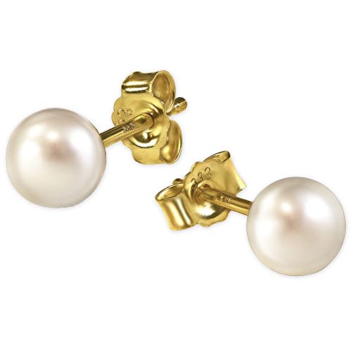 CLEVER SCHMUCK Goldene Damen Perlenohrstecker weiß Ø 5 mm als Paar glänzend schlicht 333 Gold 8 Karat im Schmucketui CLEVER SCHMUCK Goldene Damen Perlenohrstecker weiß Ø 5 mm als Paar glänzend schlicht 333 Gold 8 Karat im Schmucketui von CLEVER SCHMUCK