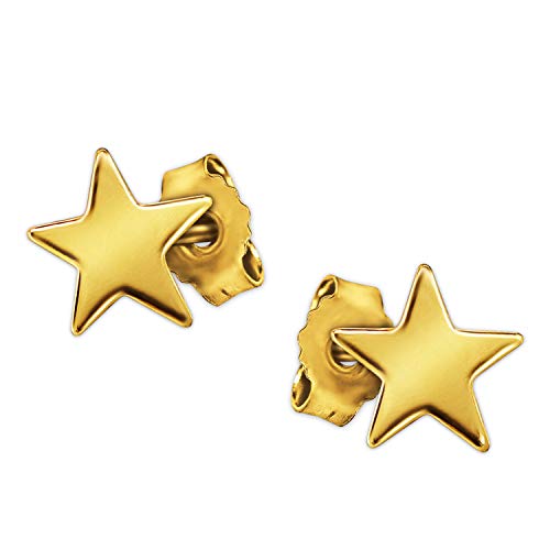 CLEVER SCHMUCK Goldene kleine Stern Ohrstecker 4,5 mm schlicht glänzend poliert 333 Gold 8 Karat im Etui sand von CLEVER SCHMUCK