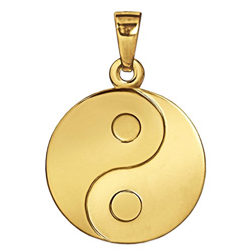 CLEVER SCHMUCK Goldener Anhänger Yin Yang Ø 16 mm matt und glänzend 333 Gold 8 Karat für Damen oder Herren im Schmucketui von CLEVER SCHMUCK