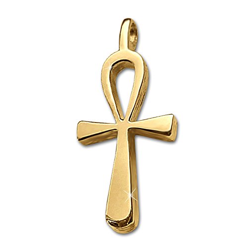 CLEVER SCHMUCK Goldener kleiner Damen Anhänger Ägyptisches Kreuz 20 mm Anch schlicht glänzend 333 Gold 8 Karat von CLEVER SCHMUCK