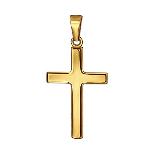 CLEVER SCHMUCK Goldener Kinder Kreuz Anhänger 18 mm schlicht glänzend 333 Gold 8 Karat für Junge Mädchen Jugendliche im Schmucketui von CLEVER SCHMUCK