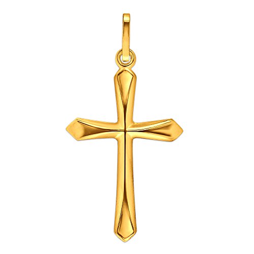 CLEVER SCHMUCK Goldener Anhänger kleines Mädchen Damen Kreuz 20 mm schlicht Kreuzenden eckig 333 Gold 8 Karat im Kreuz-Etui sand von CLEVER SCHMUCK