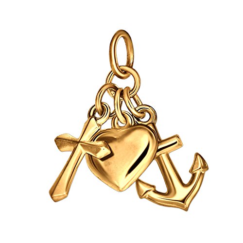 CLEVER SCHMUCK Goldener Damen Kinder Anhänger 3-teilig Glaube Liebe Hoffnung elegant Symbol Christentum glänzend 333 GOLD 8 KARAT von CLEVER SCHMUCK