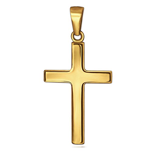 CLEVER SCHMUCK Goldener Herren Anhänger Kreuz 24 mm schlicht glänzend 333 Gold 8 Karat von CLEVER SCHMUCK