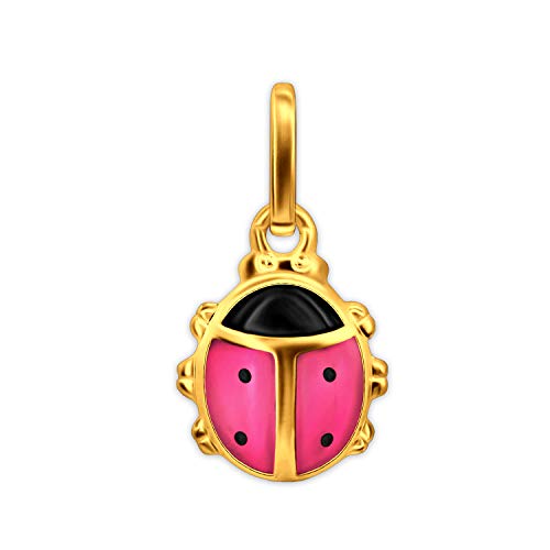 CLEVER SCHMUCK Goldener Kinder Anhänger Mini-Marienkäfer rosa und schwarz lackiert 333 GOLD 8 KARAT von CLEVER SCHMUCK