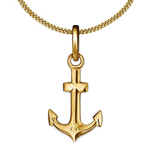 CLEVER SCHMCUK Damen Goldkette kleiner Anker Anhänger 15 mm schlicht beidseitig plastisch mit feiner Kette Panzer 45 cm beides glänzend 333 Gold 8 Karat im Schmucketui CLEVER SCHMCUK Damen Goldkette kleiner Anker Anhänger 15 mm schlicht beidseitig plastisch mit feiner Kette Panzer 45 cm beides glänzend 333 Gold 8 Karat im Schmucketui von CLEVER SCHMUCK