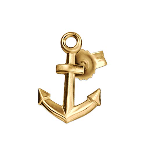 CLEVER SCHMUCK Goldener Kleiner einzelner Ohrring als Single Ohrstecker Anker 11 x 7 mm glänzend 333 Gold 8 Karat für Damen, Jugendliche oder Herren (1 Stück) im Schmucketui von CLEVER SCHMUCK