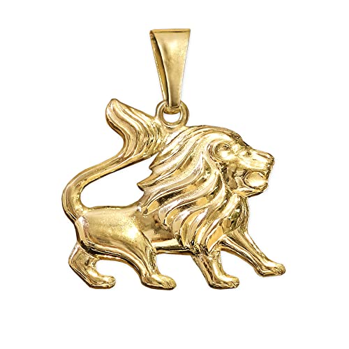 CLEVER SCHMUCK Goldener Damen Herren Sternzeichen Anhänger Löwe 16 x 13 mm glänzend und beidseitig plastische Form 333 Gold 8 Karat im Schmucketui von CLEVER SCHMUCK