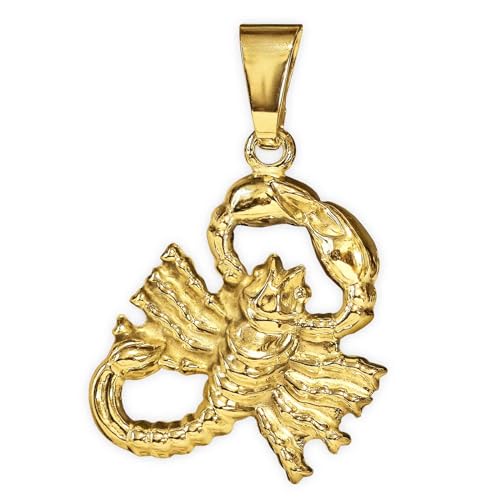 CLEVER SCHMUCK Goldener Sternzeichen Anhänger Skorpion 13 x 14 mm beidseitig plastische Form glänzend 333 GOLD 8 KARAT im Etui sand von CLEVER SCHMUCK