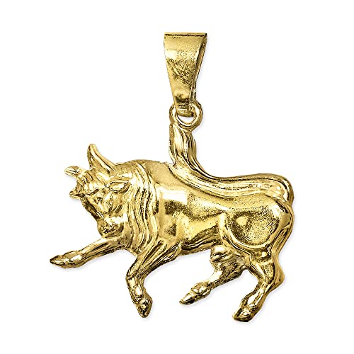 CLEVER SCHMUCK Goldener Sternzeichen Anhänger Stier 17 x 12 mm glänzend und beidseitig plastische Form 333 GOLD 8 KARAT von CLEVER SCHMUCK