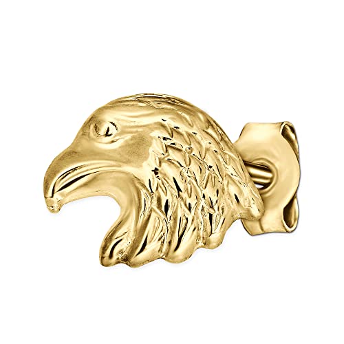 CLEVER SCHMUCK Goldener einzelner Herren Single Ohrring als Ohrstecker Adler als Adlerkopf 8 x 6 mm glänzend 333 GOLD 8 KARAT (1 Stück) im Schmucketui von CLEVER SCHMUCK