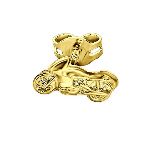CLEVER SCHMUCK Goldener einzelner Single Ohrring als Ohrstecker Motorrad schlicht 9 x 5 mm glänzend 333 GOLD 8 KARAT Lieferung von 1 Stück von CLEVER SCHMUCK