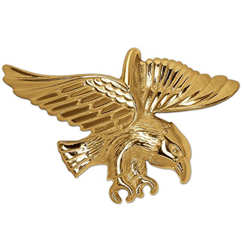 CLEVER SCHMUCK Goldener kleiner Adler Anhänger 25 x 16 mm in fliegender Pose greifend mit fester Kettenöse 333 Gold 8 Karat im Schmucketui von CLEVER SCHMUCK