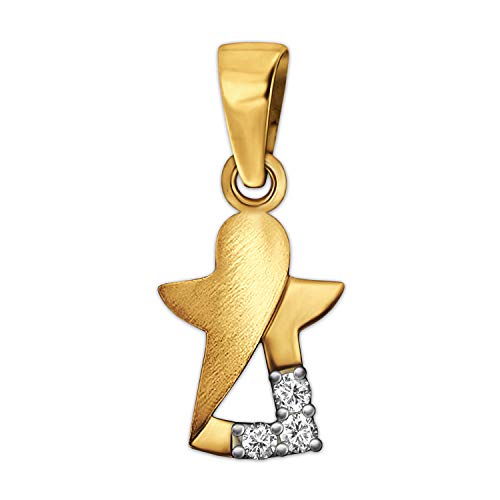 CLEVER SCHMUCK Goldener kleiner Damen Kinder Anhänger 11 x 9 mm Engel matt und glänzend mit 3 Zirkonias stilisiert 333 Gold 8 Karat im Etui sand von CLEVER SCHMUCK