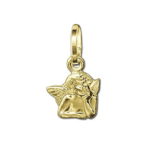 CLEVER SCHMUCK Goldener sehr kleiner Anhänger Mini Engel 8x7 mm klassisch glänzend 333 Gold 8 Karat im Schmucketui creme von CLEVER SCHMUCK