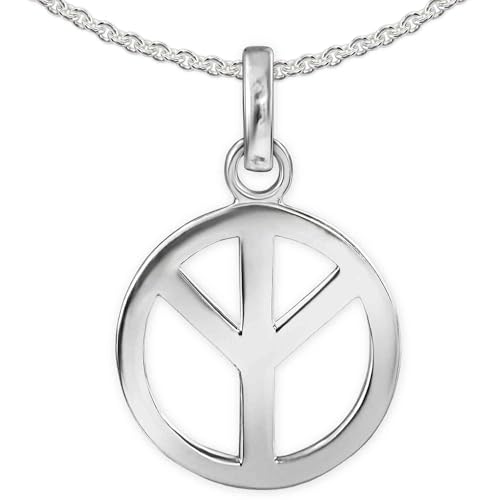 CLEVER SCHMUCK Halskette Echtes Peace-Zeichen Algiz Kette Erbs 45 cm 925 Sterling Silber 925 Symbol für Frieden und das Leben im Schmucketui weiß von CLEVER SCHMUCK