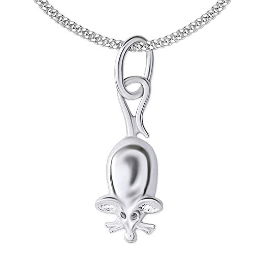 CLEVER SCHMUCK Halskette Mini Maus Anhänger 18x7 mm am Mäuseschwanz hängend Kette Panzer 40 cm 925 Sterling Silber für Kinder, Jugendliche im Schmucketui rosa von CLEVER SCHMUCK