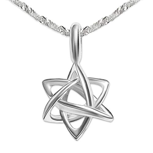 CLEVER SCHMUCK Halskette kleiner Davidstern 3D Anhänger 12 mm mit Kette Singapur 40 cm elegant ineinandergreifende plastische Form Sterling Silber 925 im Schmucketui von CLEVER SCHMUCK
