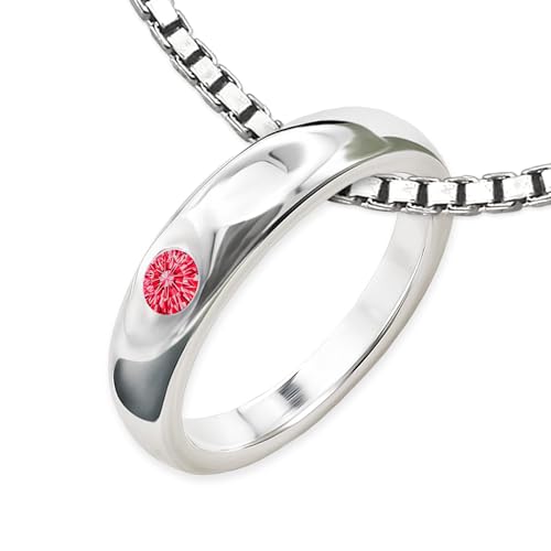 CLEVER SCHMUCK Mädchen Taufkettchen zur Taufe mit Taufring schlicht Zirkonia rubinrot & Kette Venezia 36 cm Sterling Silber 925 im Taufe Etui weiß von CLEVER SCHMUCK